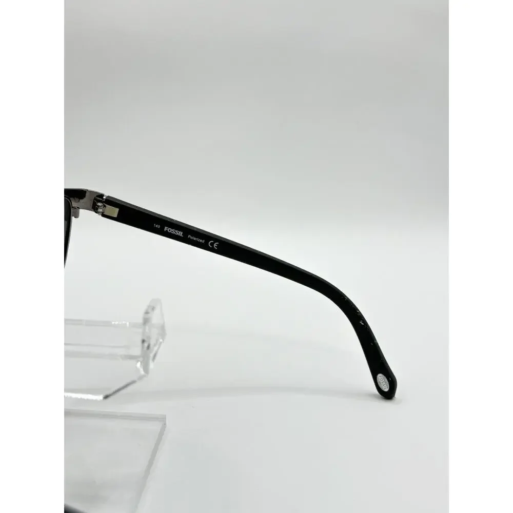 Fossil Rectangular Sunglasses Black Gray Polarized Men 57mm